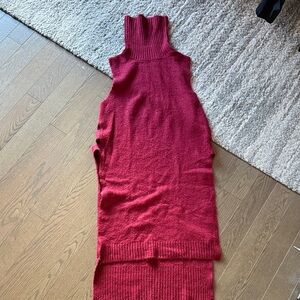 bishop + young Ribbed High-Neck Sleeveless Tunic in Deep Red